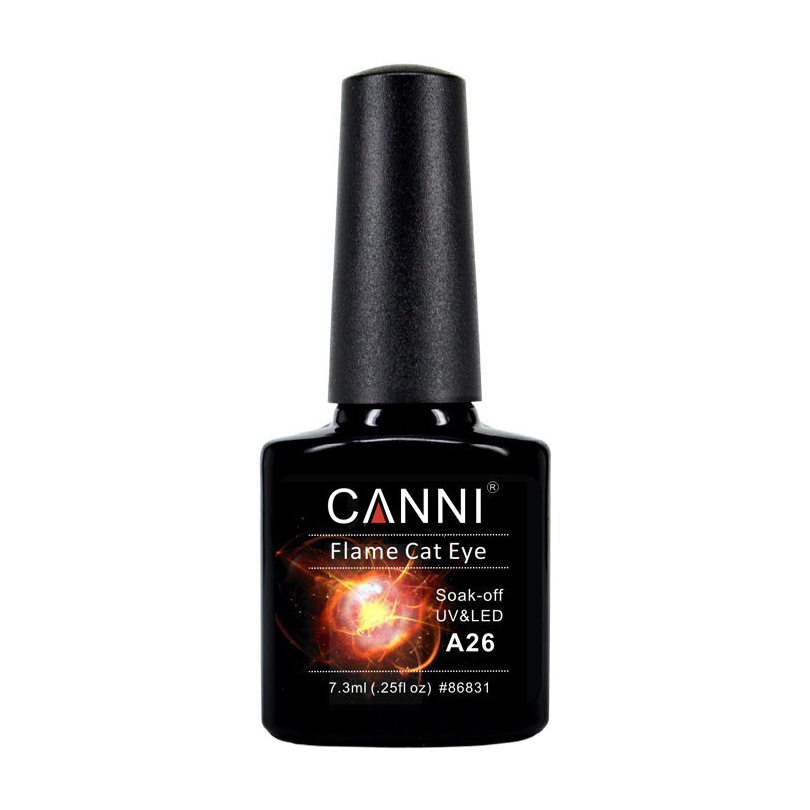 Гель-лак Canni Flame Cat Eye Soak-Off UV &amp; LED Вогняне котяче око А26, 7.3 мл
